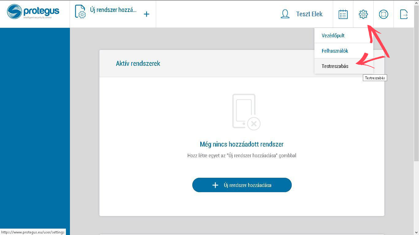 Protegus főoldal: testreszabás